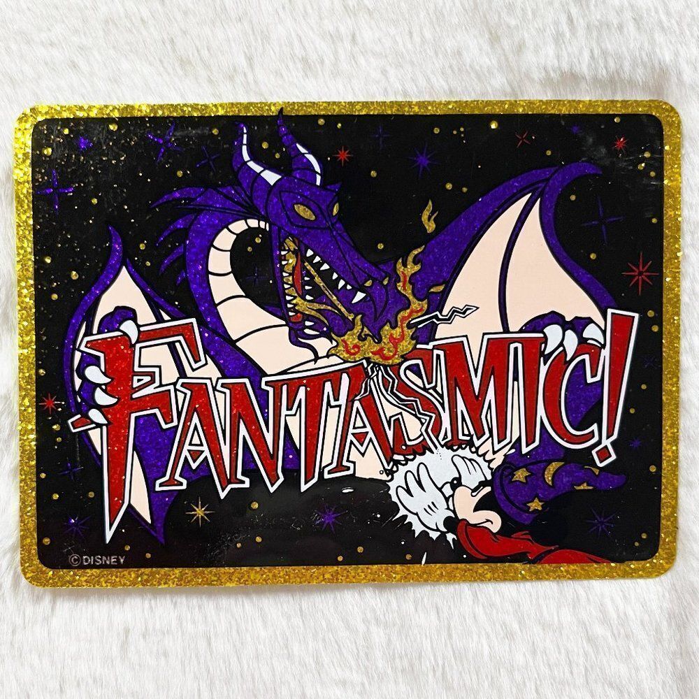 Vintage Disney‎ Fantasia Sorcerer Mickey Glittery Fantasmic Sticker Decal RARE
